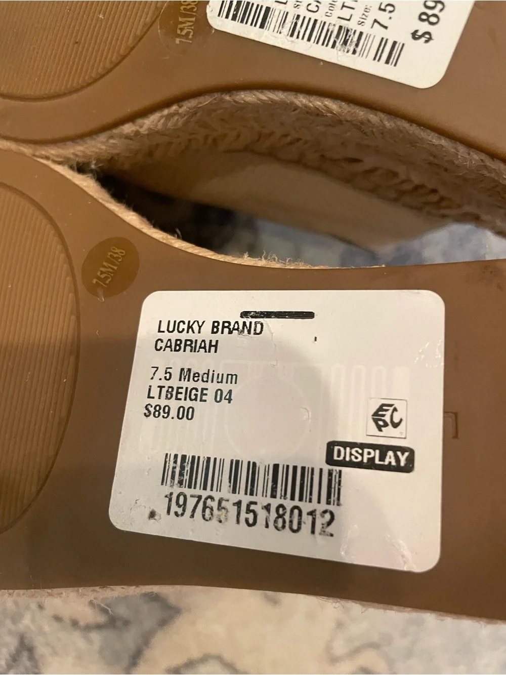 Lucky Brand Cream Textured Espadrille Wedge Mules